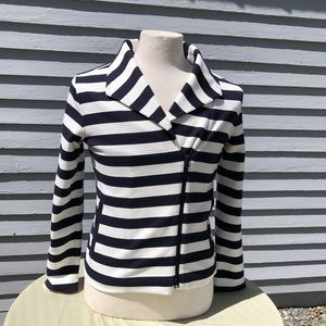 Talbots Navy and White Striped Jacket Size Small Coastal Nautical Vibe